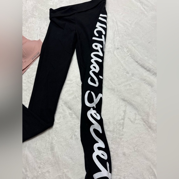 Victoria's Secret Black Leggings and Pink Sport Bra - Picture 2 of 11